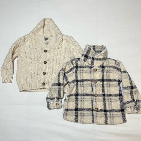 Carter's Other - 18M WINTER BUNDLE | Carter’s Plaid Fleece Coat & Baby B'Gosh White Cardigan
